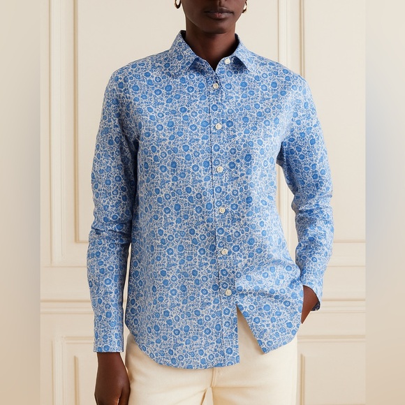 NWT J.Crew Slim-Fit Shirt Liberty D'Anjo Coast Fabric Blue Floral Long Sleeve 6